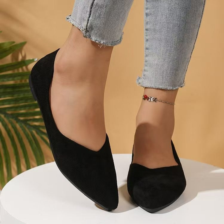 Suede Pointed Toe Flats