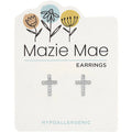 Hypoallergenic Silver CZ Cross Studs