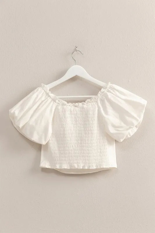 HYFVE Puff Sleeve Sweetheart Neck Top