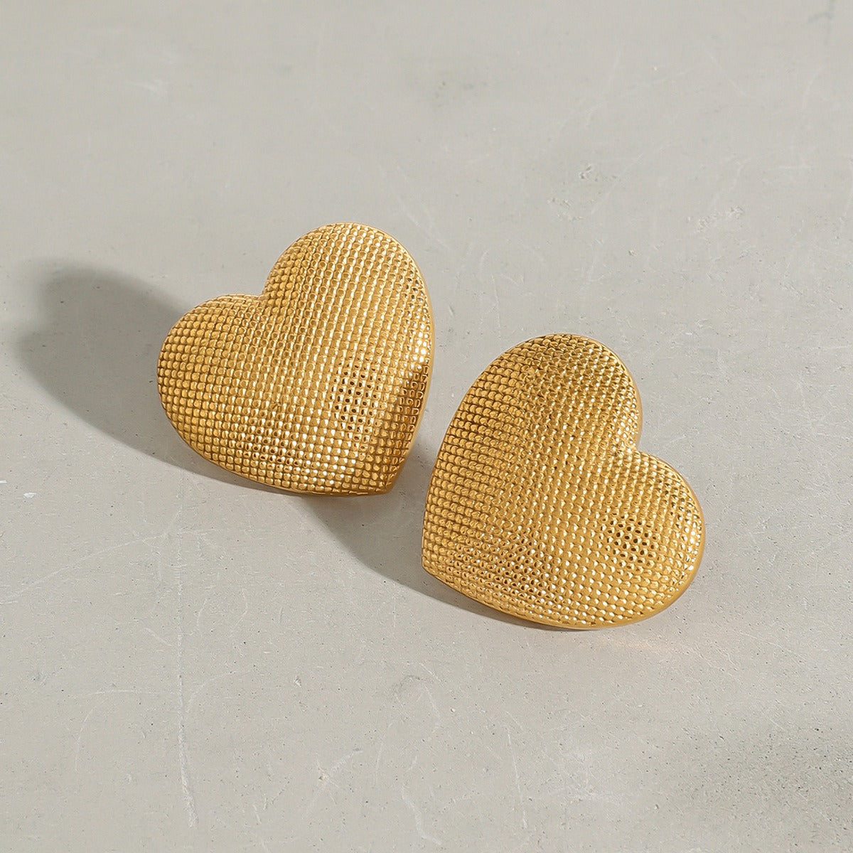 Textured Heart Stud Earrings