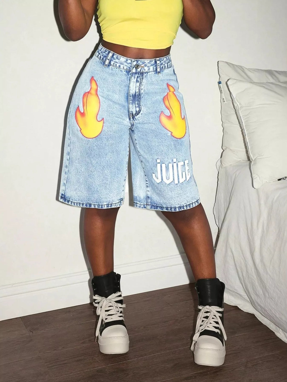 High-Waisted Denim Shorts