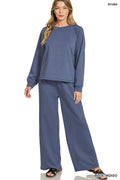 Zenana Scuba Crewneck Sweatshirt and Pants Set