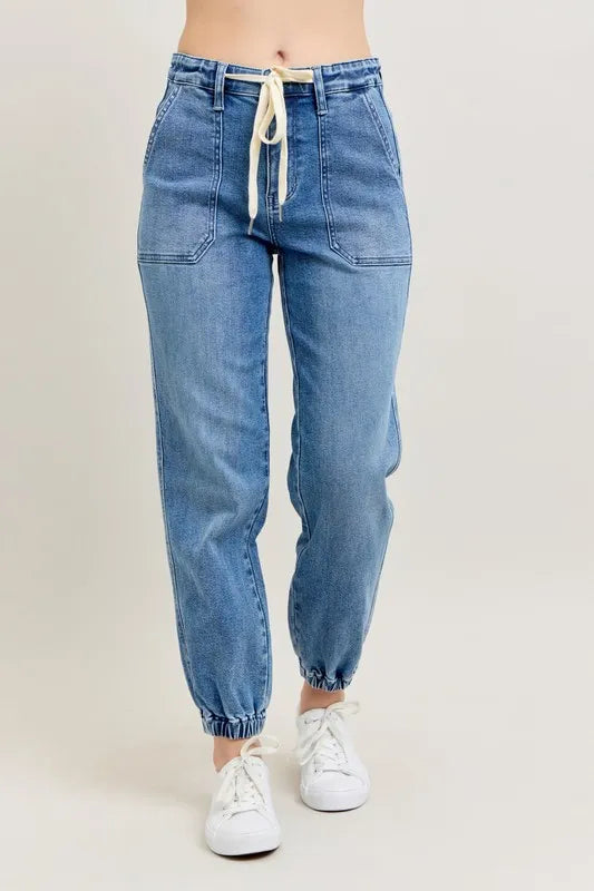 Judy Blue Full Size High Waist Denim Jogger Plus Size