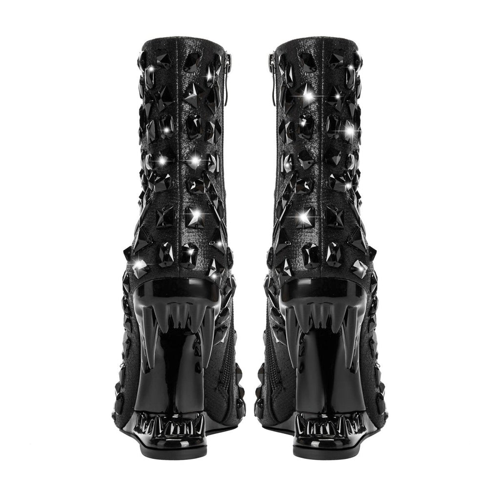 Crystal Shard Encrusted Bite Heel Ankle Boots