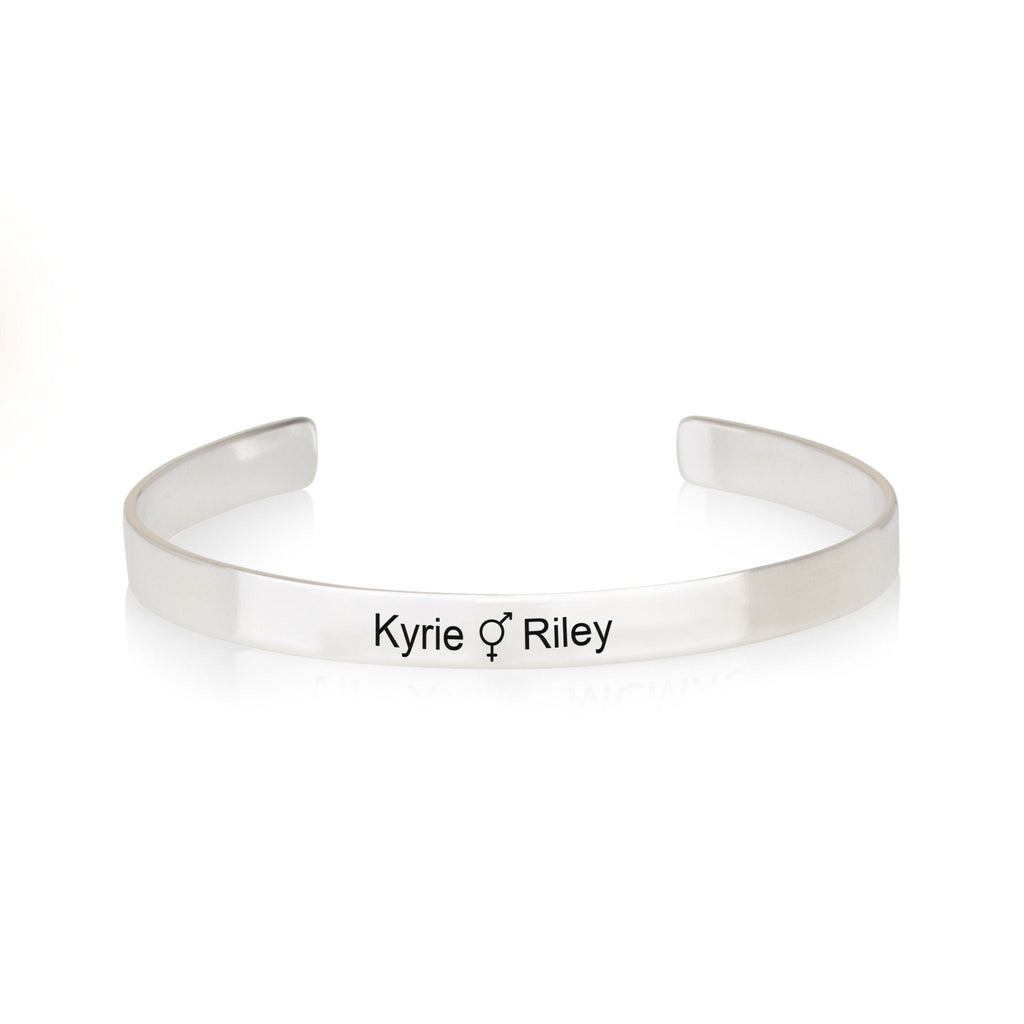 Custom Bigender Pride Names Cuff Bracelet