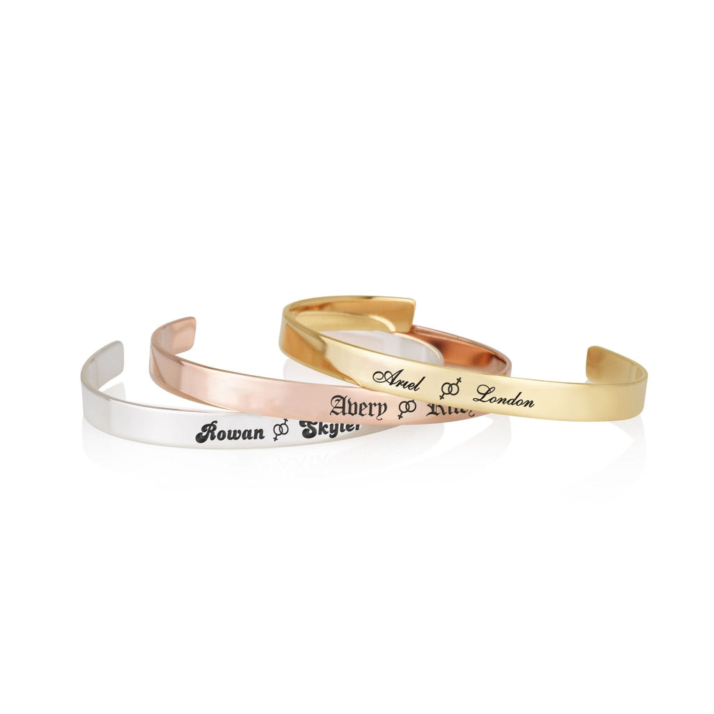 Custom Lesbian Pride Names Cuff Bracelet