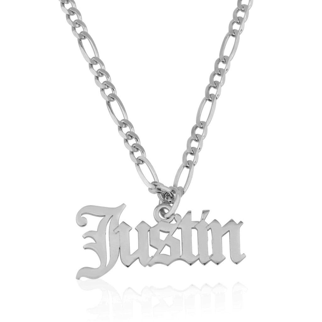 Custom Gothic Name Necklace With Figaro Chain