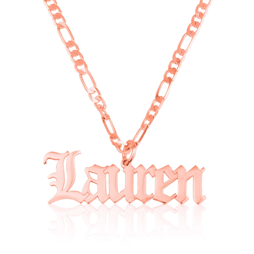 Custom Gothic Name Necklace With Figaro Chain