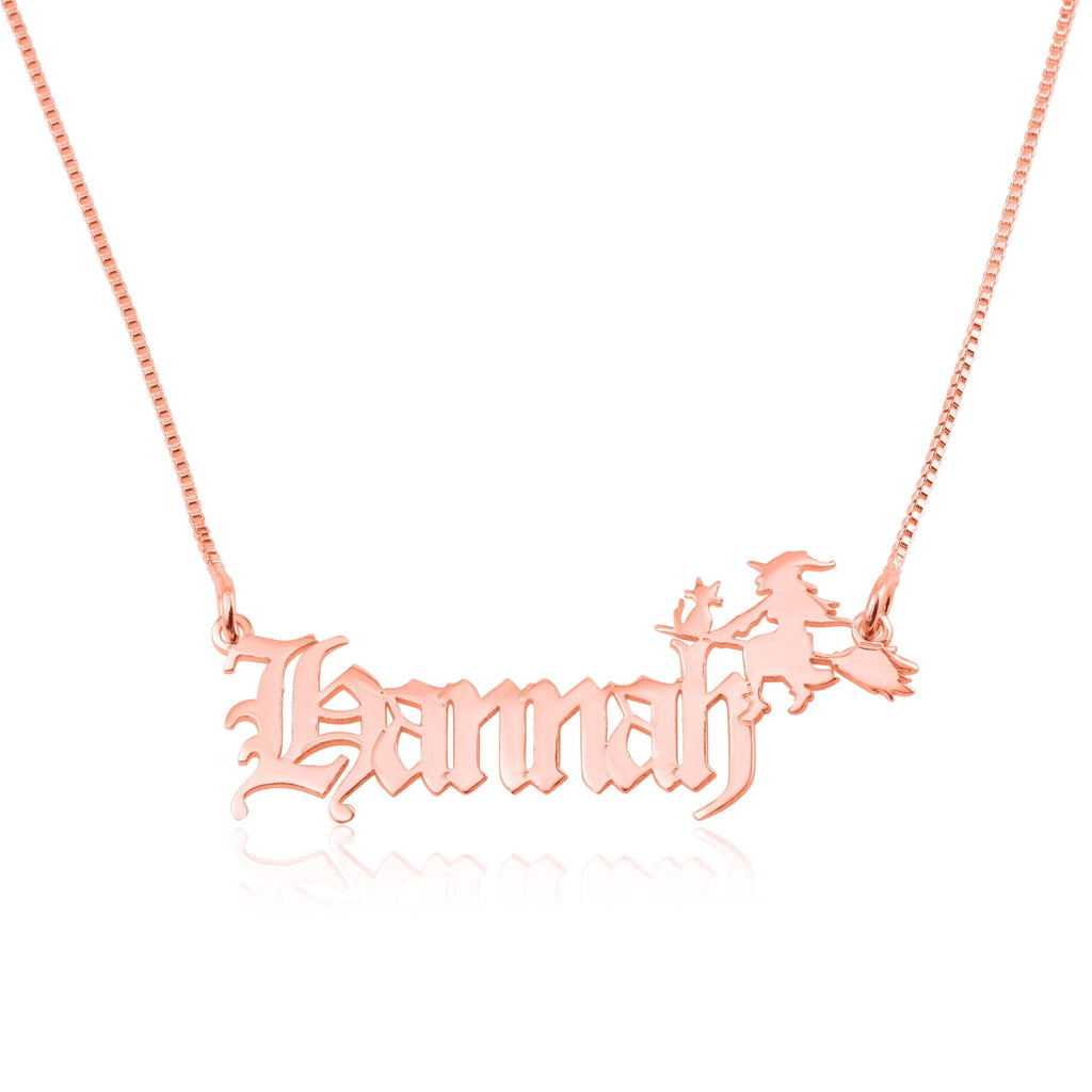 Custom Name Necklace With Witch
