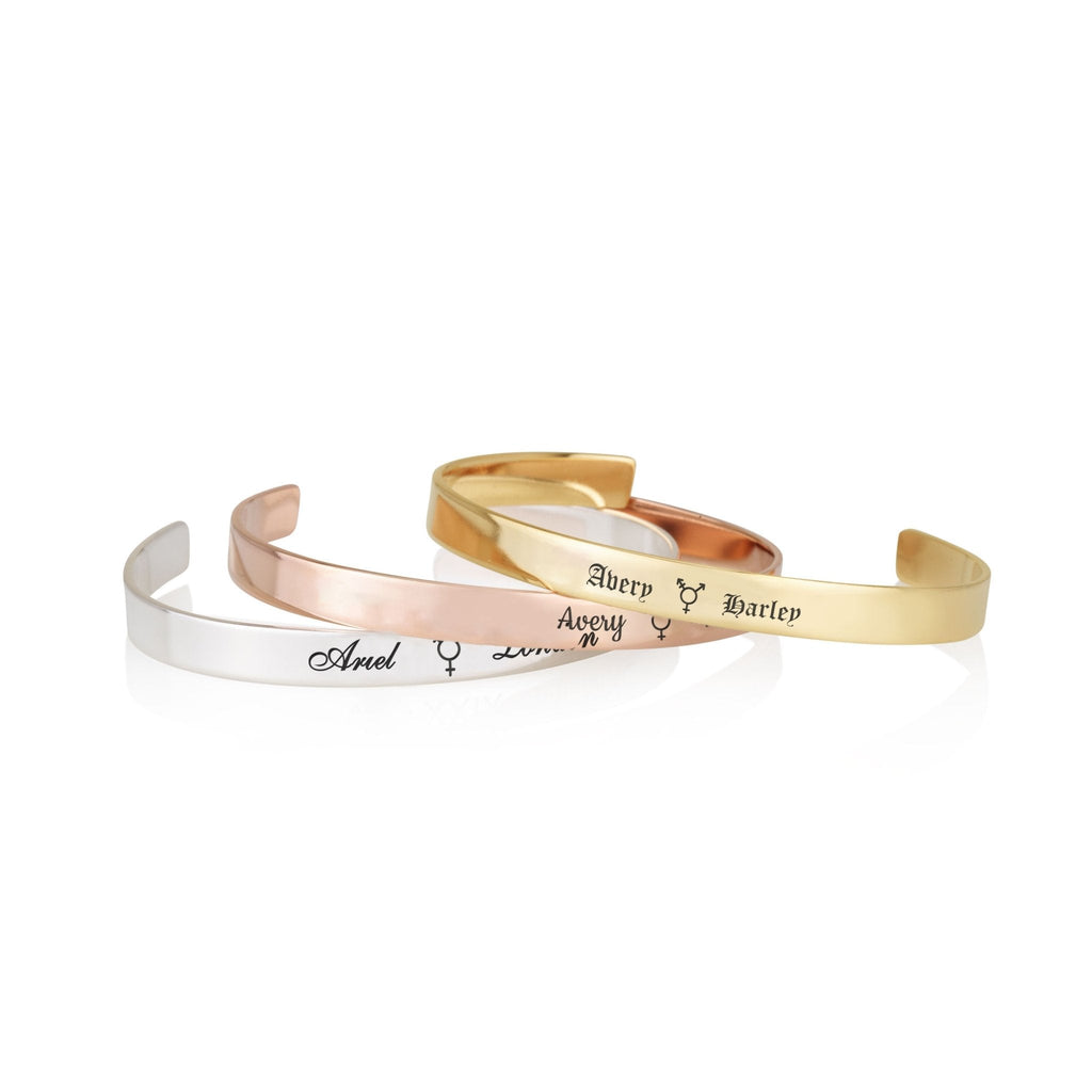 Custom Transgender Pride Names Cuff Bracelet