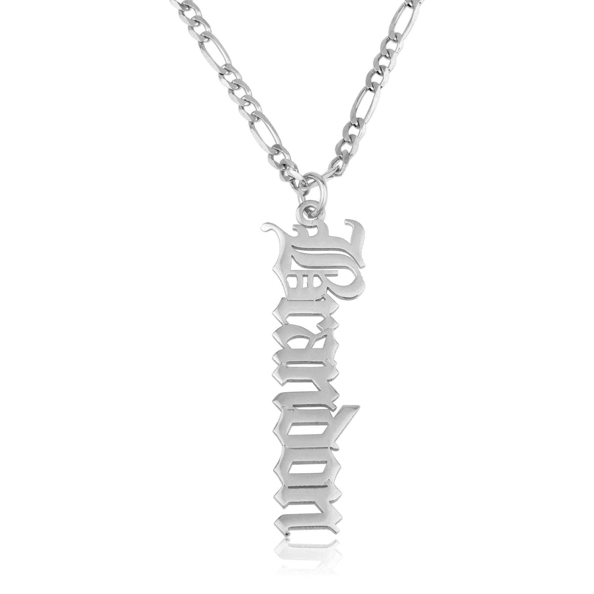 Custom Vertical Name Necklace With Figaro Chain