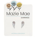 Hypoallergenic Silver CZ Angel Wing Studs