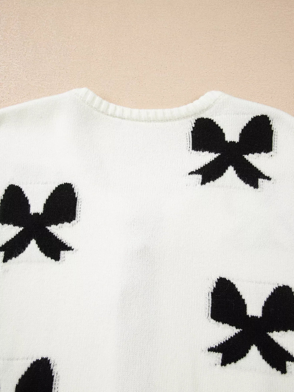 Tie Front Bow Pattern Cardigan