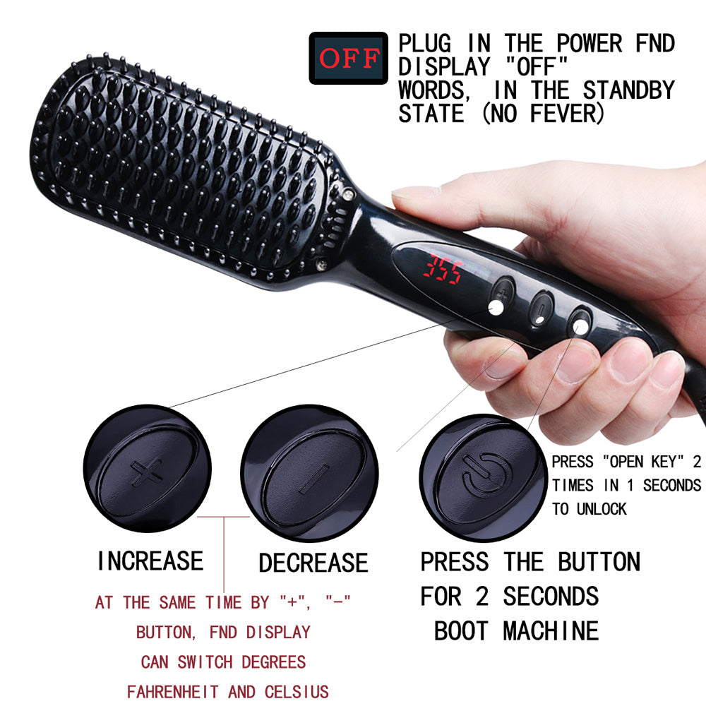 2-In-1 Ionic Hair Straightener Beard Comb