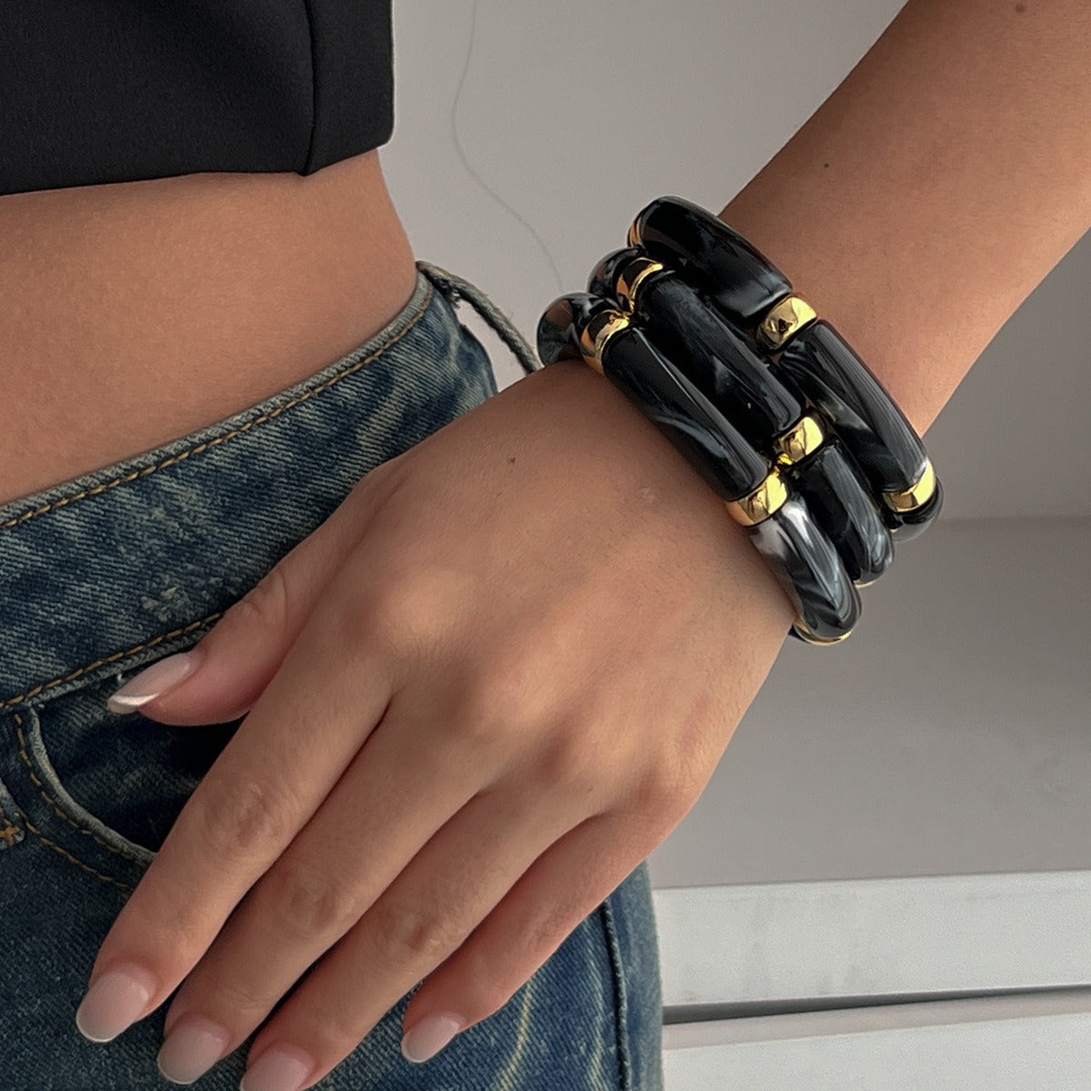 Light Luxury Beaded Bamboo Bracelet
