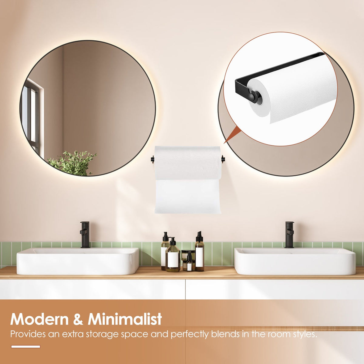 Wall Mounted Paper Towel Holder for Kitchen & Bathroom