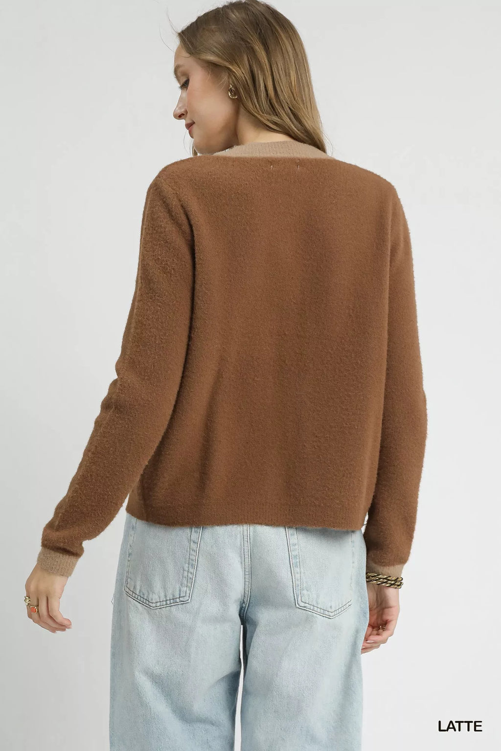 Umgee Two-Tone Button Front Cardigan-2