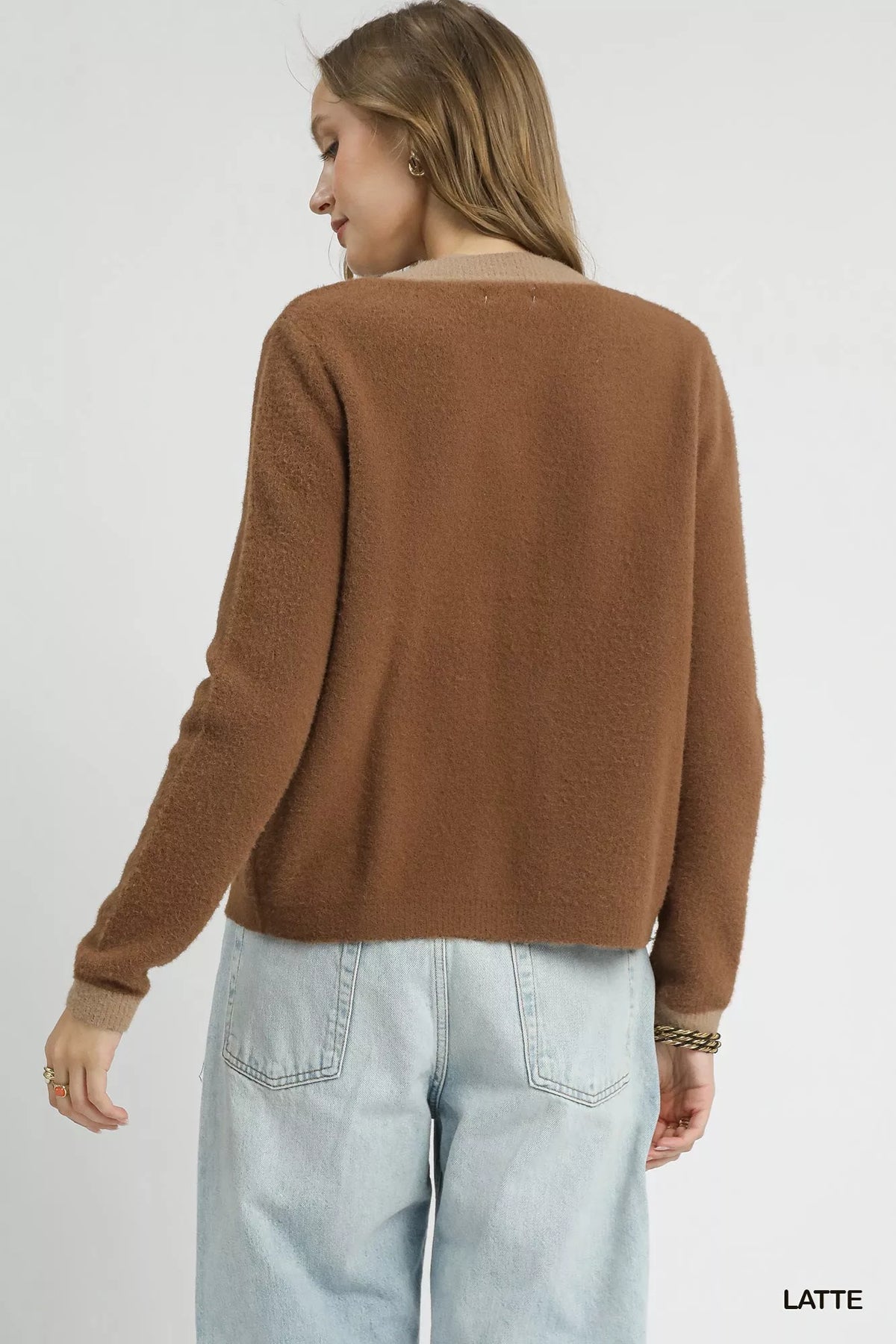 Umgee Two-Tone Button Front Cardigan-2
