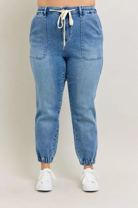Judy Blue Full Size High Waist Denim Jogger Plus Size