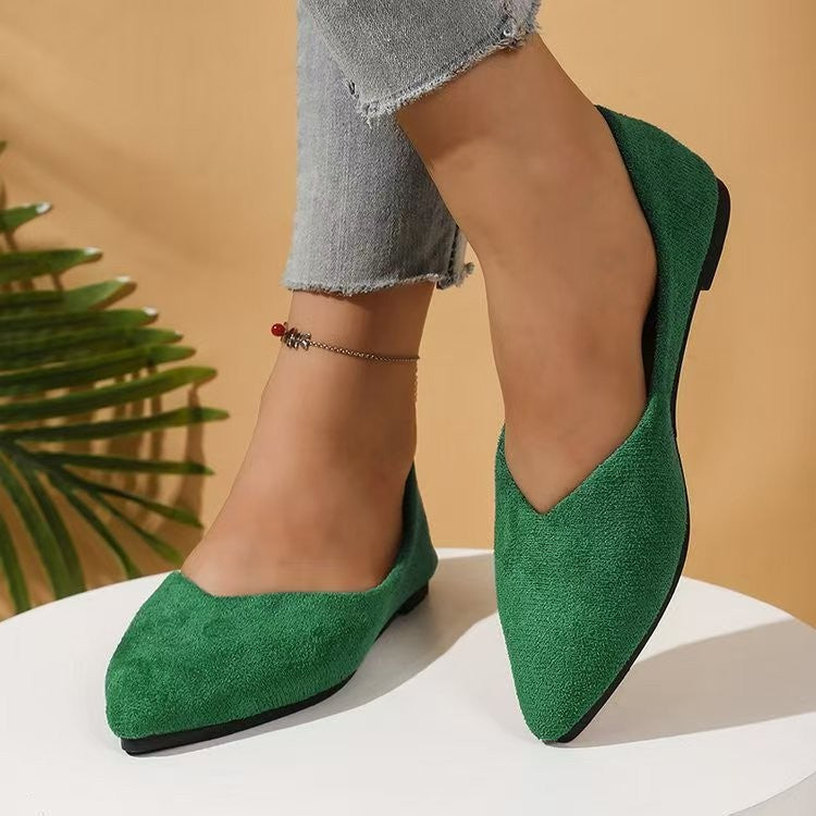 Suede Pointed Toe Flats