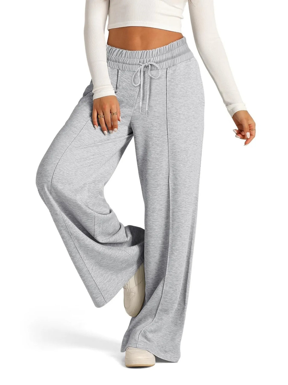 Full Size Drawstring Relaxed Fit Wide Leg Pants Plus Size