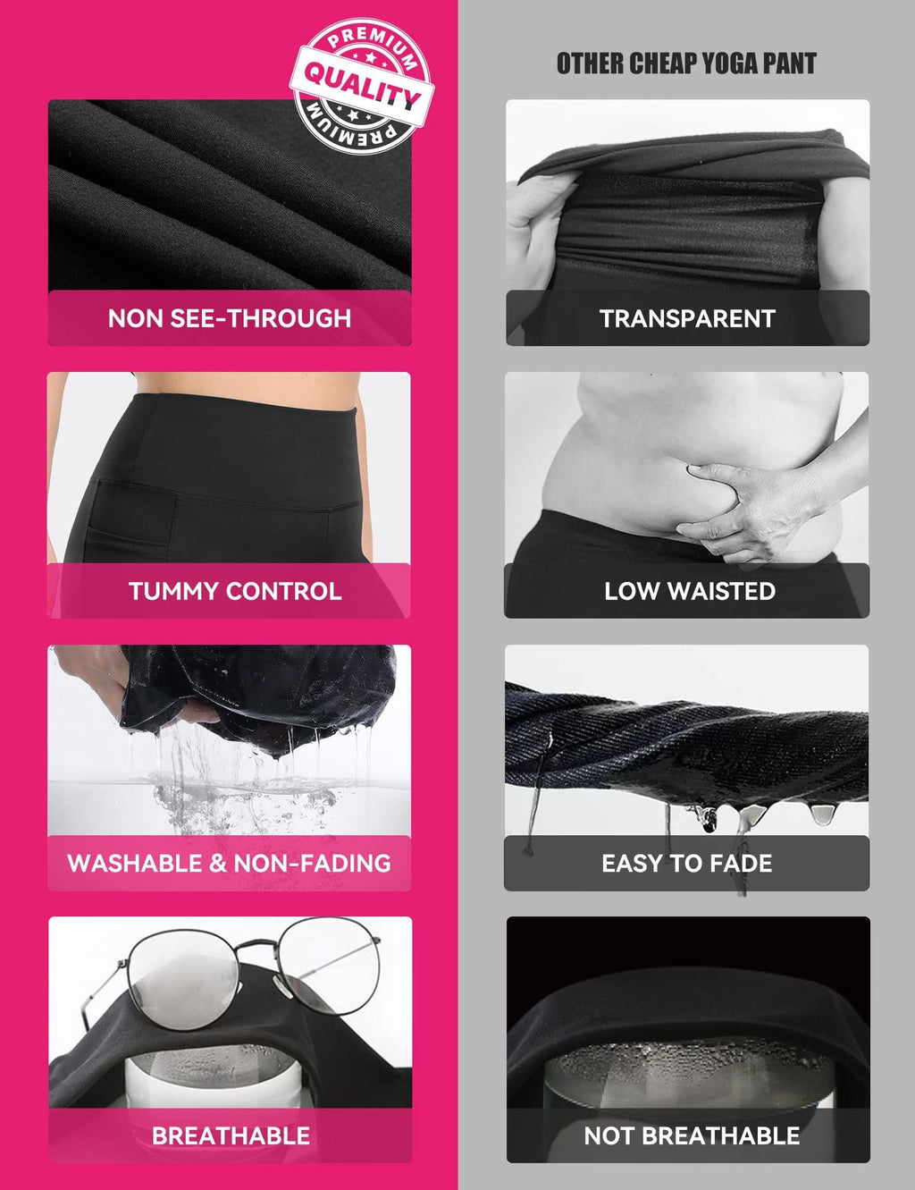 Cropped High-Waisted Yoga Pants with Slanted Pockets