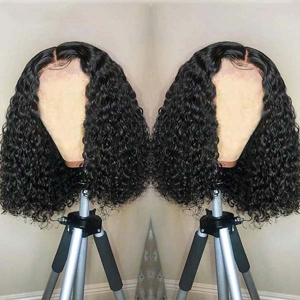 Junoda Blunt Cut Deep Wave Bob Wig Quick Weave Human Hair Lace Wigs