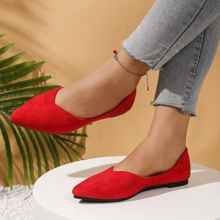 Suede Pointed Toe Flats