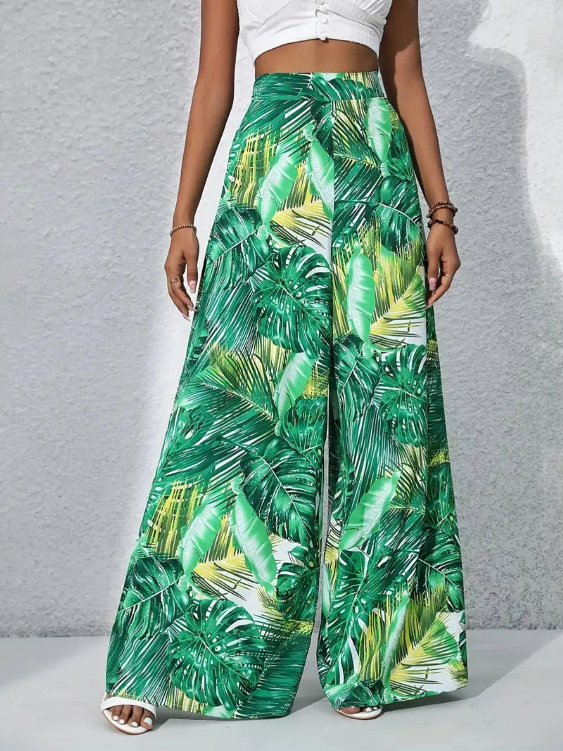 Printed High Waist Wide Leg Pants