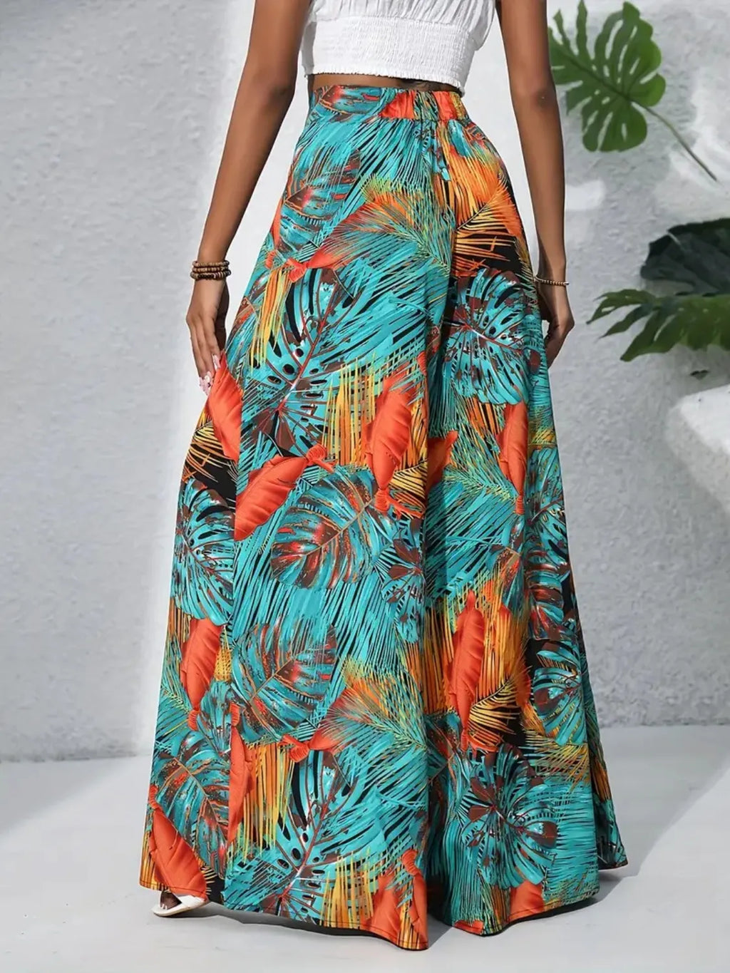 Printed High Waist Wide Leg Pants