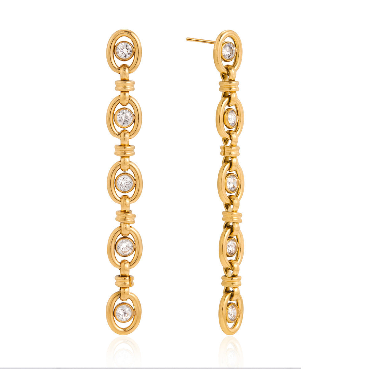 Zircon Chain Tassel Earrings and Bracelet Set