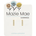 Hypoallergenic Gold CZ Bar Studs