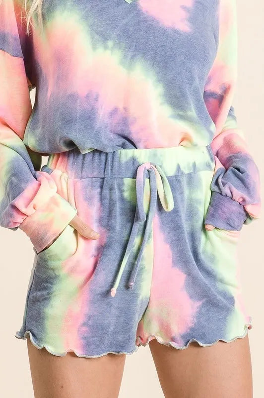 BiBi Tie Dye French Terry Top and Shorts Set