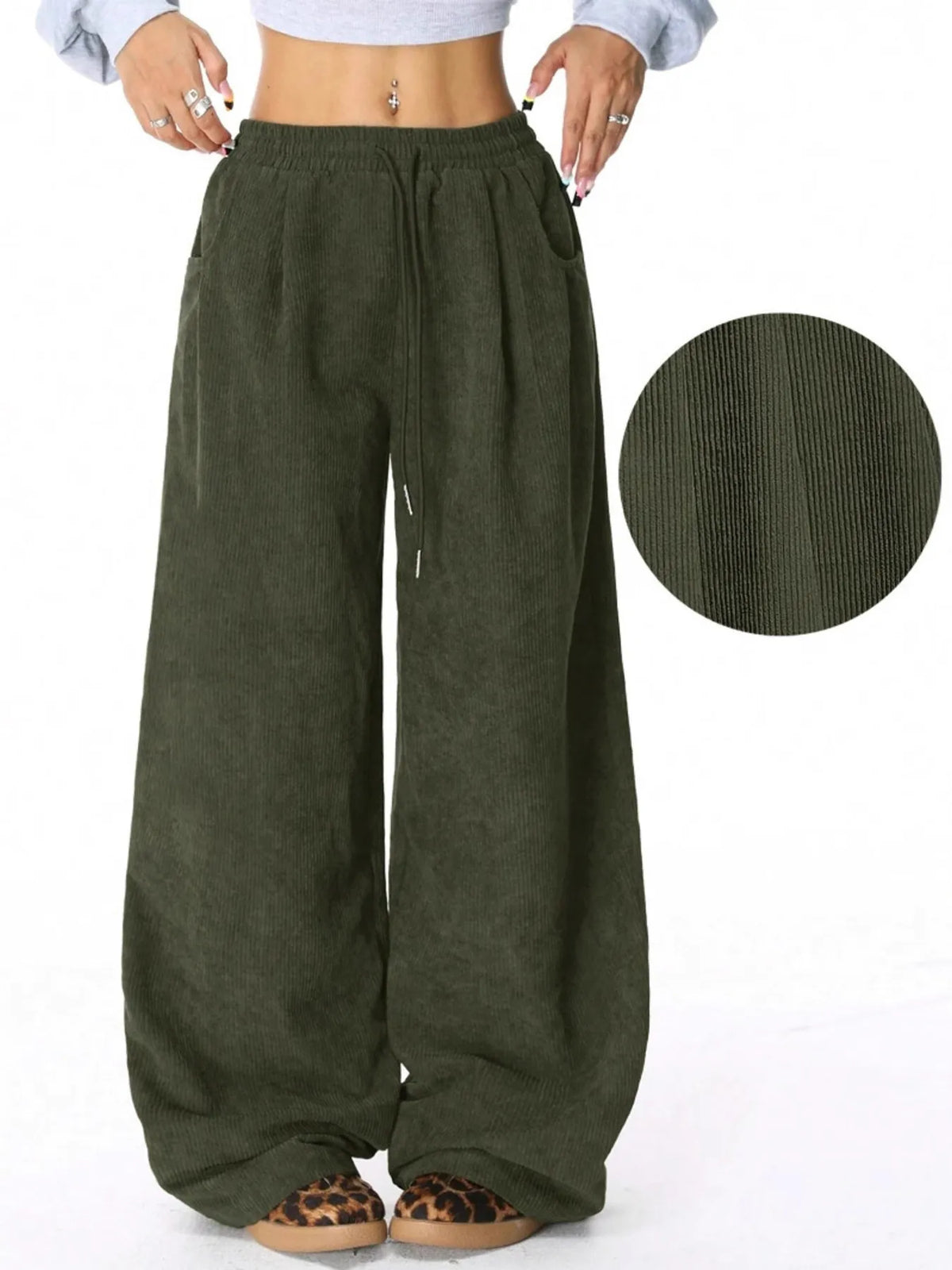 Wide Leg Drawstring Pants