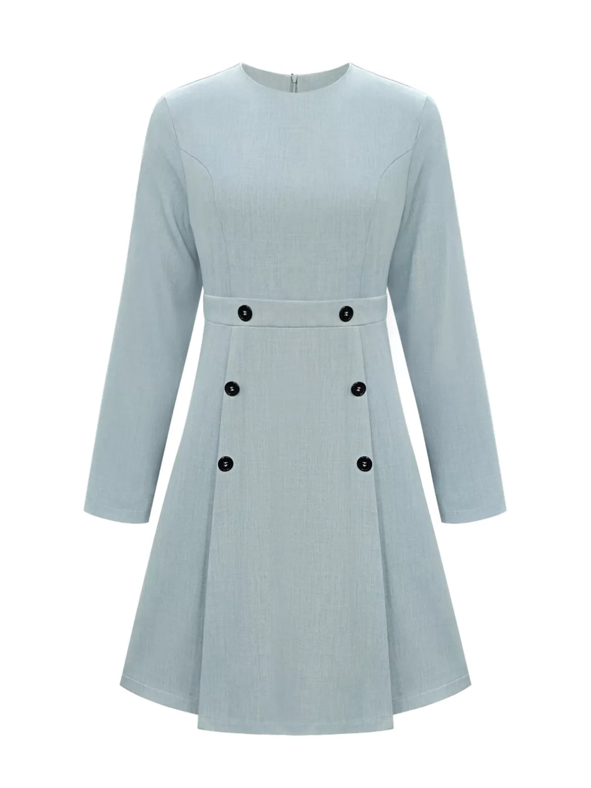 A-Line Decor Button Long Sleeve Dress