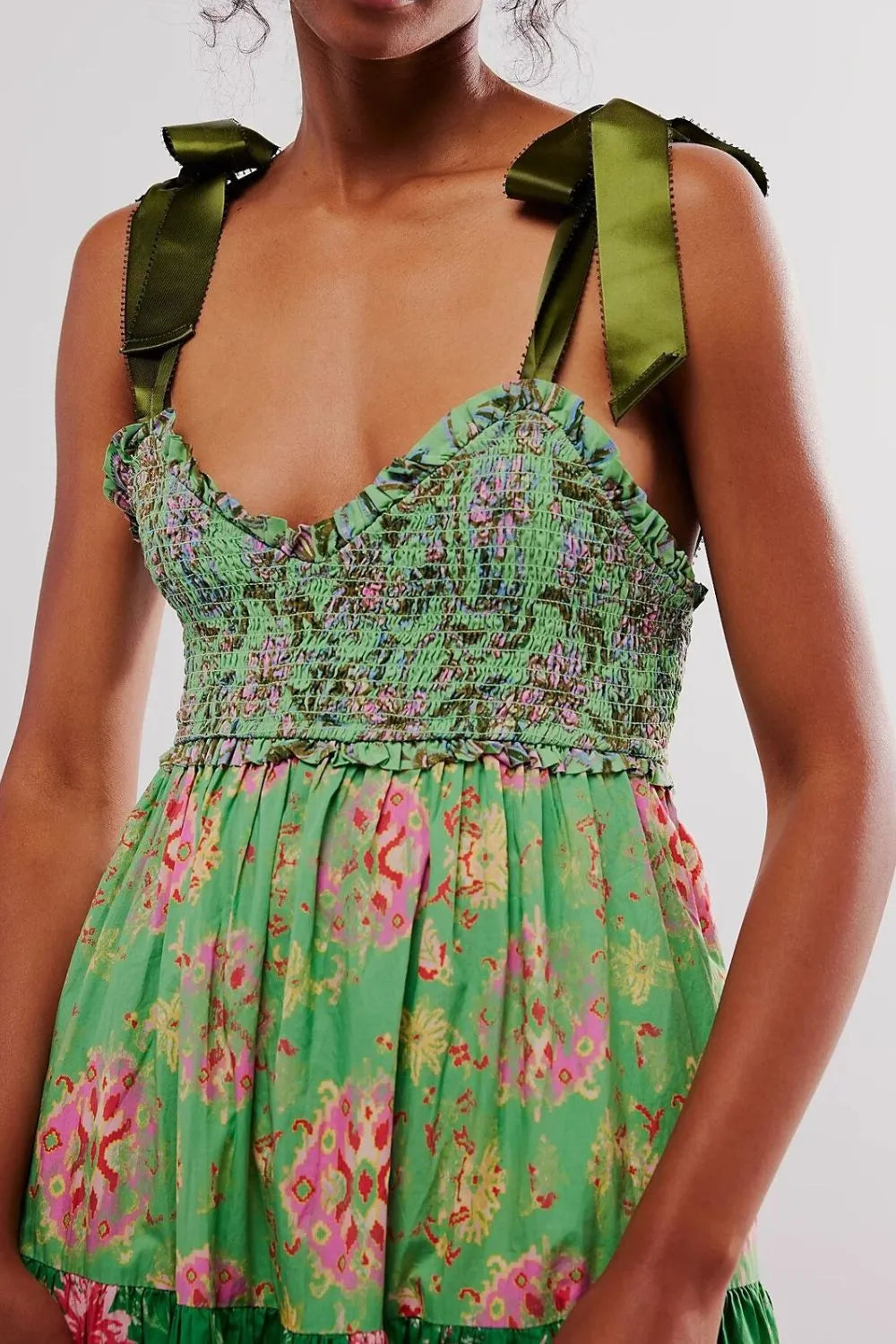 Floral Tiered Maxi Dress with Mixed Print Design