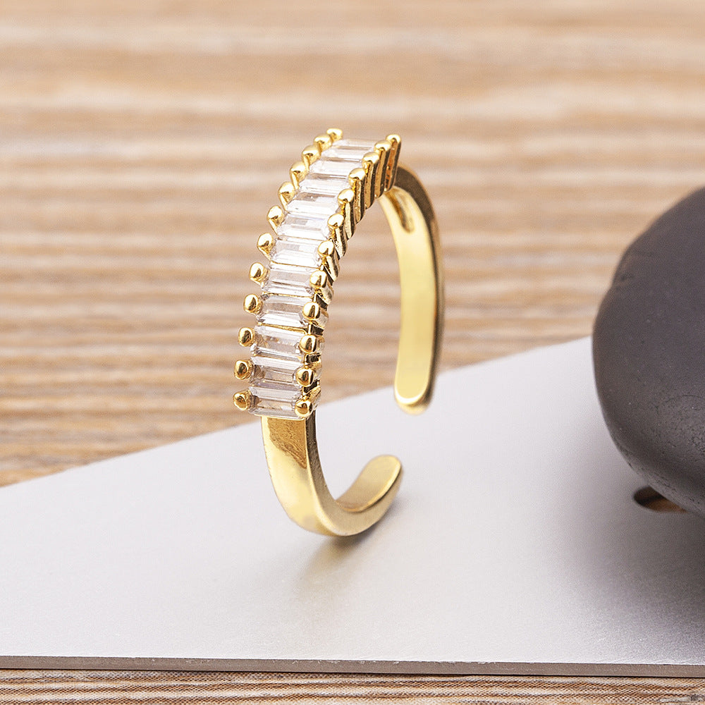 Zircon Geometric Open Ring III