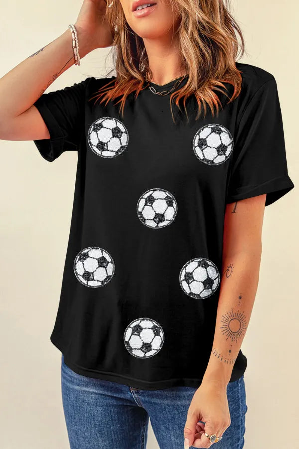 Football Round Neck Short Sleeve T Shirt