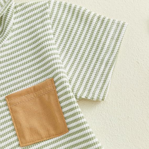 Baby Boy Striped Waffle-Weave Hooded Set