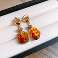 Vintage Amber Resin Square Stud Earrings