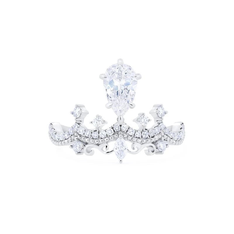 Vintage Crown Pear Cut Moissanite Ring