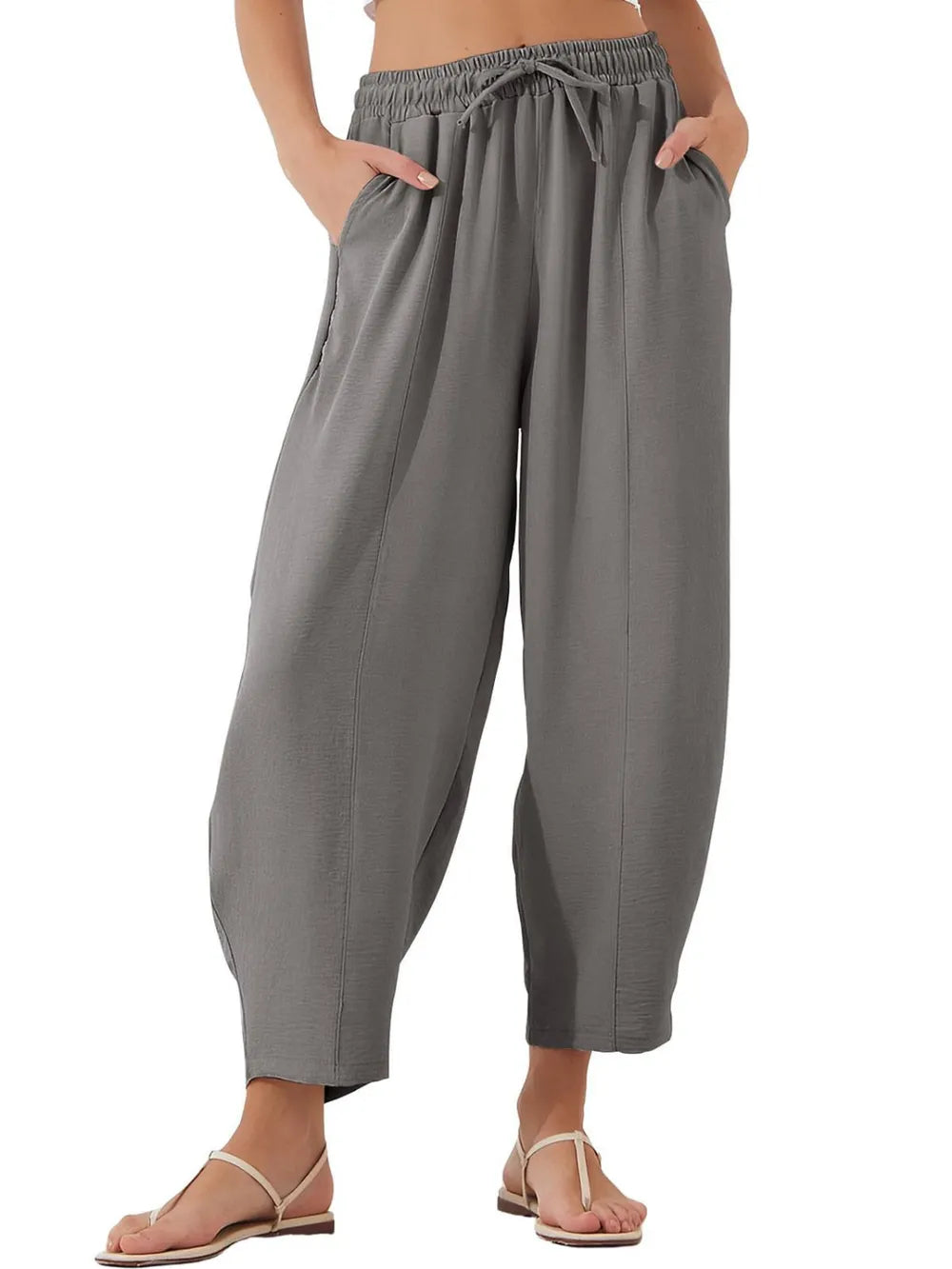 Full Size Drawstring Cropped Jogger Pants Plus Size