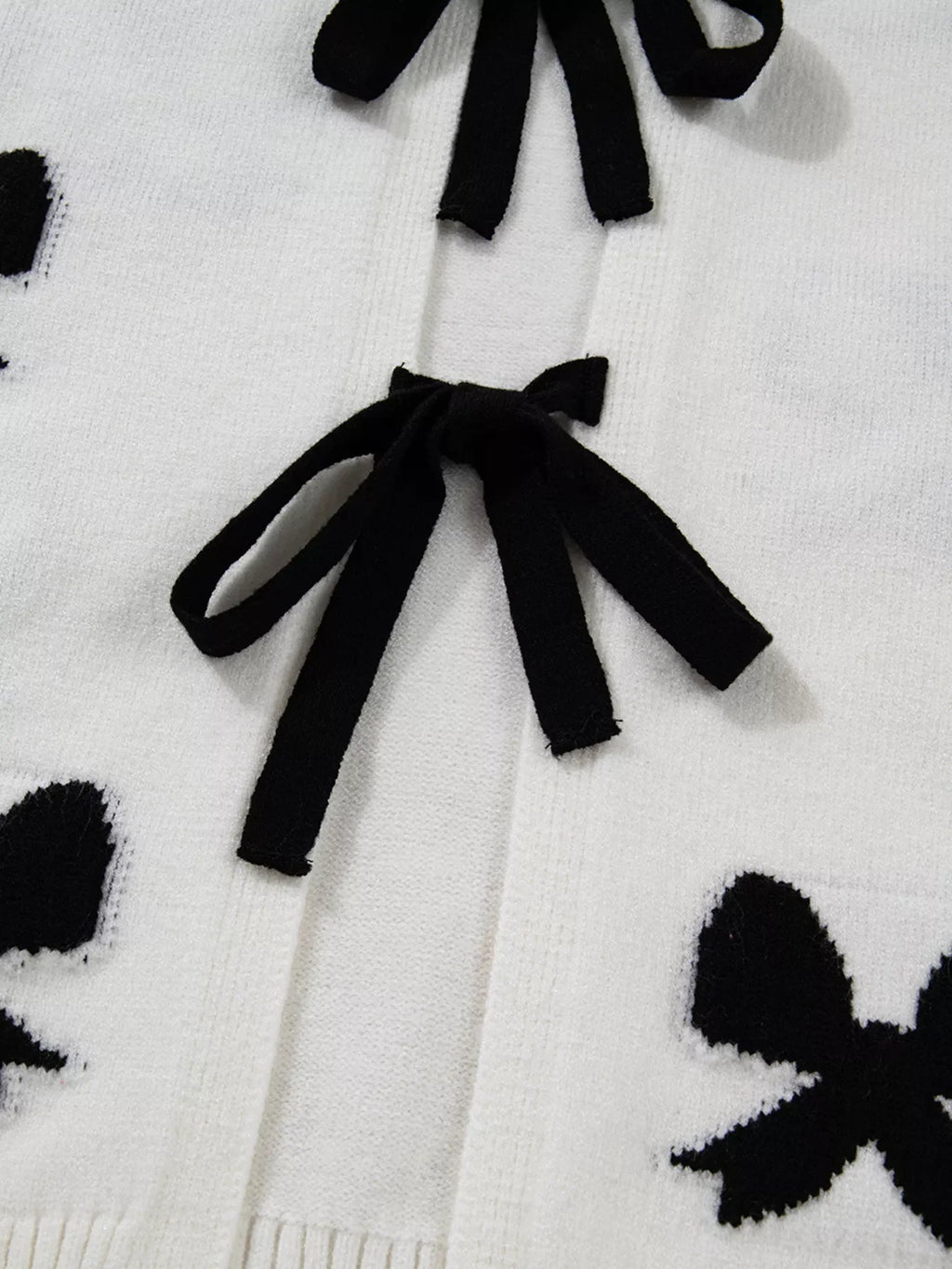 Tie Front Bow Pattern Cardigan