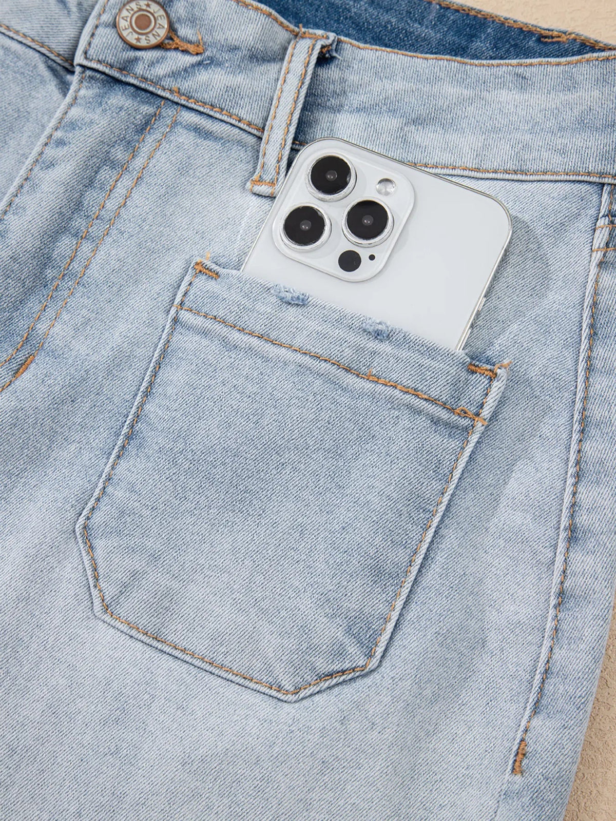 Wash High Rise Denim Shorts