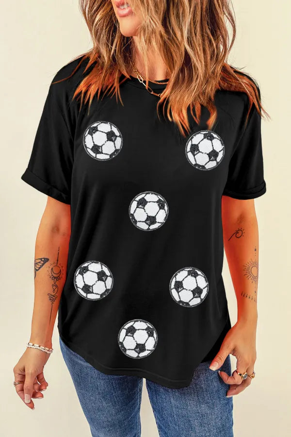 Football Round Neck Short Sleeve T Shirt