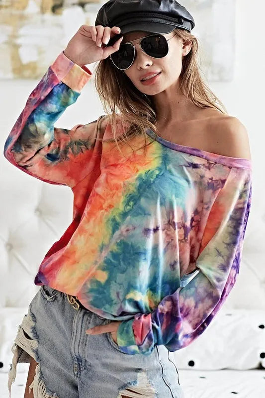 BiBi Tie Dye Soft Knit Jersey Top