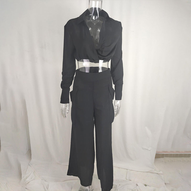 Women's Plus Size Wide Leg Elegant Pant Set