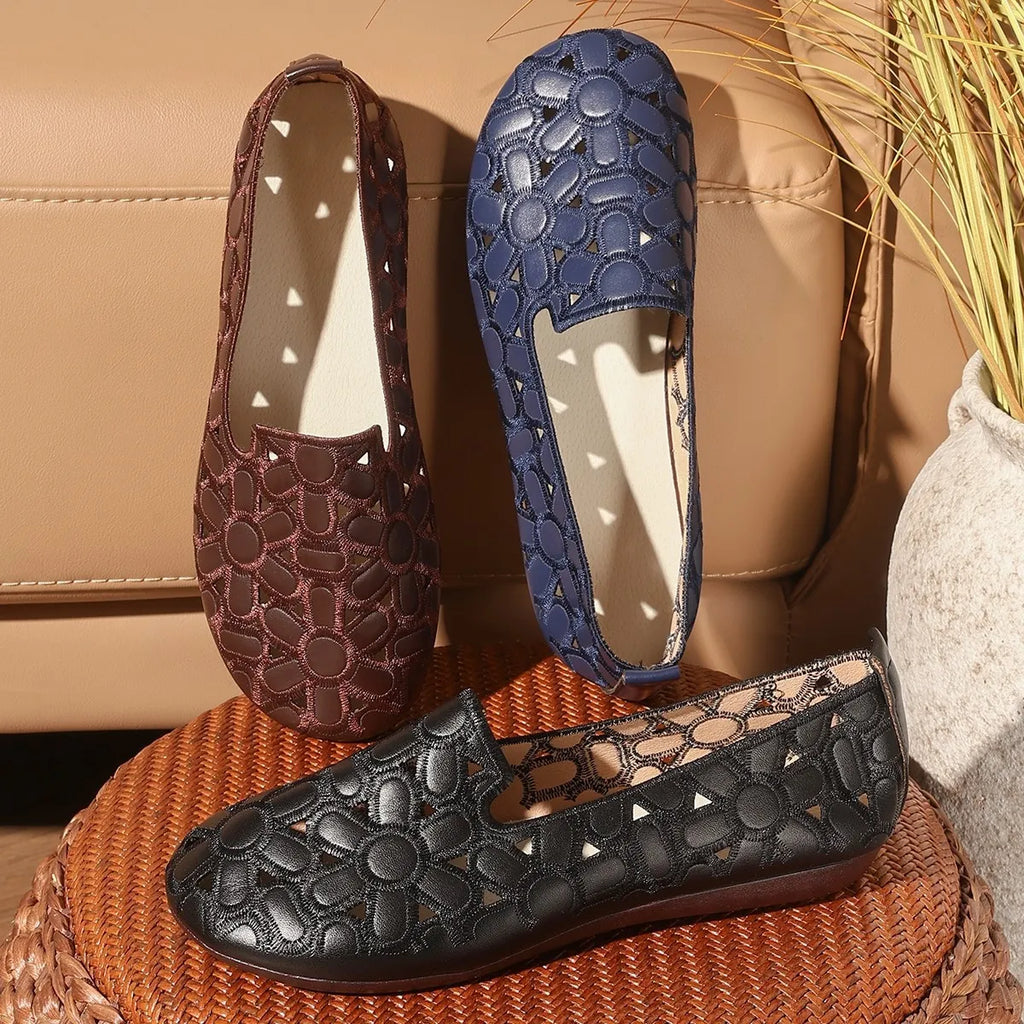 Cutout Round Toe Slip-Ons