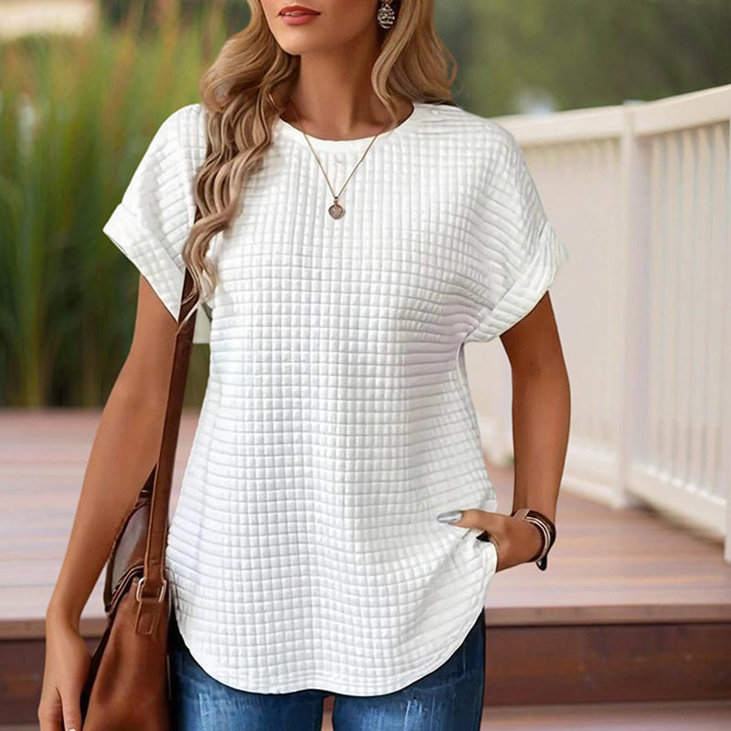 Women’s Textured Cuff Short‑Sleeve Tee