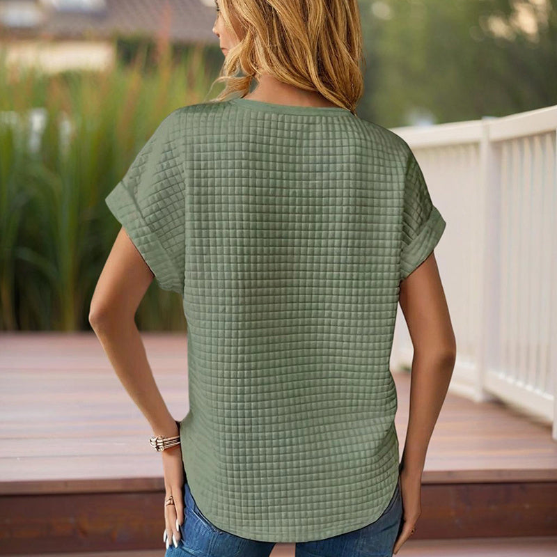 Women’s Textured Cuff Short‑Sleeve Tee